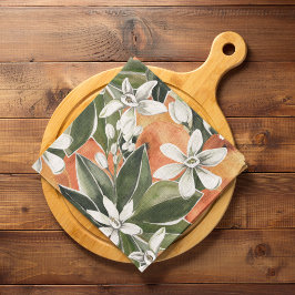 Waterverf Tropisch Oranje en bloemen Theedoek