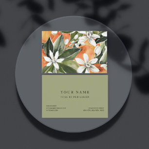 Waterverf Tropisch Oranje en bloemen Visitekaartje