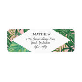Waterverf Tropisch palm Floral Return Address Etiket (Voorkant)