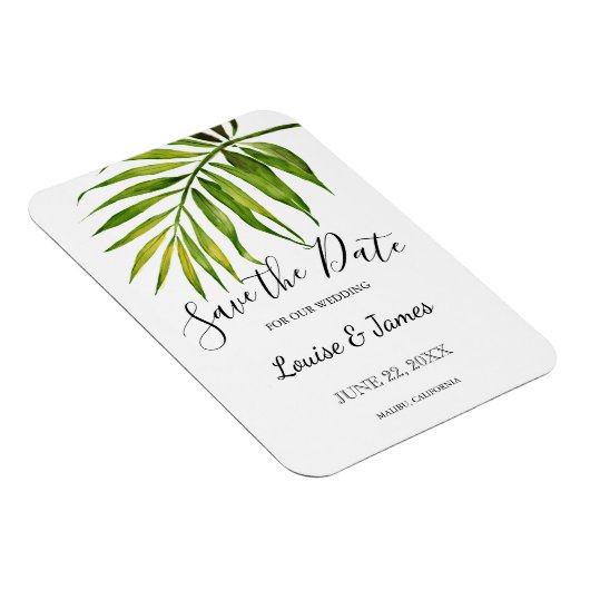 Waterverf Tropisch palm sparen de Datum Weddenscha Magneet (Rechterzijde)