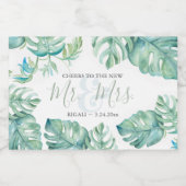 Waterverf Tropisch palm trekt bruiloft op Sparkling Wijnetiket (Enkel label)