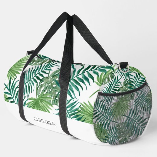 Waterverf tropisch palmblad strandweekend plunjezak (Rechterhoek)