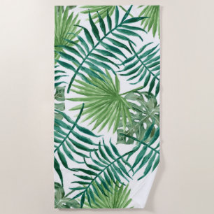 Waterverf Tropisch Palmblad Weekend Strandhanddoek Strandlaken