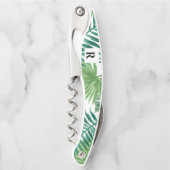 Waterverf Tropisch palmgroen monogram Kurkentrekker (Voorkant)