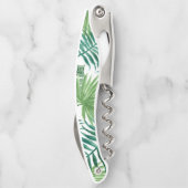 Waterverf Tropisch palmgroen monogram Kurkentrekker (Achterkant)