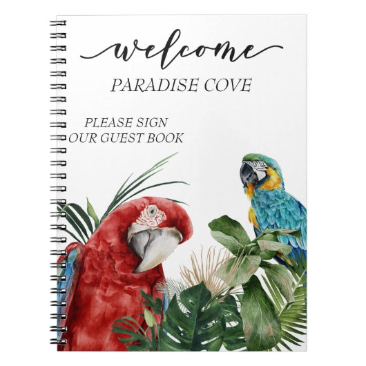 Waterverf Tropisch Parrot Guest Book Notitieboek (Voorkant)