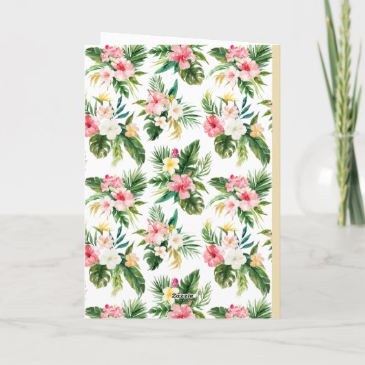 Waterverf Tropisch Patroon Foto Afstuderen Bedankkaart (Achterkant)