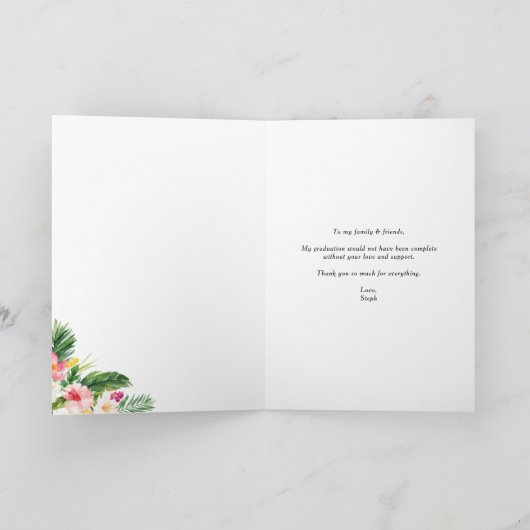 Waterverf Tropisch Patroon Foto Afstuderen Bedankkaart (Binnen)