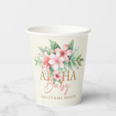 Waterverf Tropisch Roze Bloemen Aloha Baby shower Papieren Bekers (Achterkant)