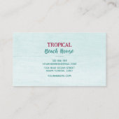 Waterverf Tropisch Roze Bloemen Strandhuis Visitekaartje (Achterkant)