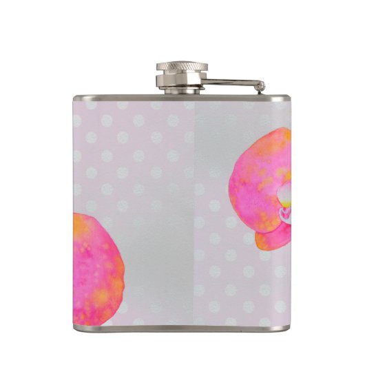 waterverf tropisch roze bloemenorchidee schilderij heupfles (Achterkant)