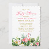 Waterverf Tropisch Roze Flamingo Baby shower Kaart (Voorkant)