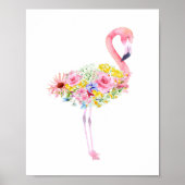 Waterverf Tropisch Roze Flamingo Nursery Poster (Voorkant)