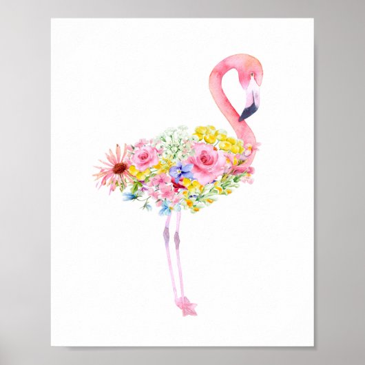 Waterverf Tropisch Roze Flamingo Nursery Poster (Voorkant)