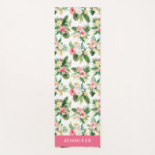 Waterverf Tropisch Roze Hibiscus bloemmotief Yogamat (Voorkant)