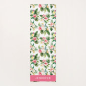 Waterverf Tropisch Roze Hibiscus bloemmotief Yogamat (Achterkant)