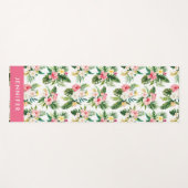 Waterverf Tropisch Roze Hibiscus bloemmotief Yogamat (Voorkant (horizontaal))