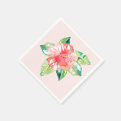 Waterverf Tropisch Roze Hibiscus Elegant Floral Servet (Hoek)