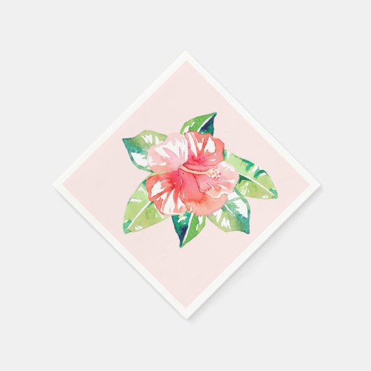 Waterverf Tropisch Roze Hibiscus Elegant Floral Servet (Hoek)