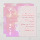 WATERVERF Tropisch roze uitnodiging (Voorkant / Achterkant)