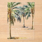 Waterverf Tropisch strand bruiloft Acryl Uitnodigingen (Voorkant)