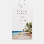 Waterverf Tropisch Strand Bruiloft Bedankt Cadeaulabel (Achterkant)