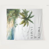 Waterverf Tropisch strand bruiloft foto achtergron Wandkleed (Voorkant (horizontaal))