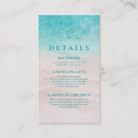 Waterverf Tropisch strand bruiloft Informatiekaartje (Voorkant)