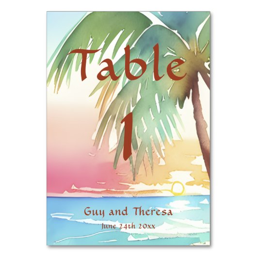 Waterverf Tropisch strand bruiloft Kaart (Achterkant)