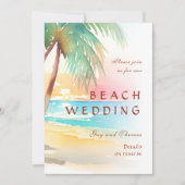 Waterverf Tropisch strand bruiloft Kaart (Voorkant)