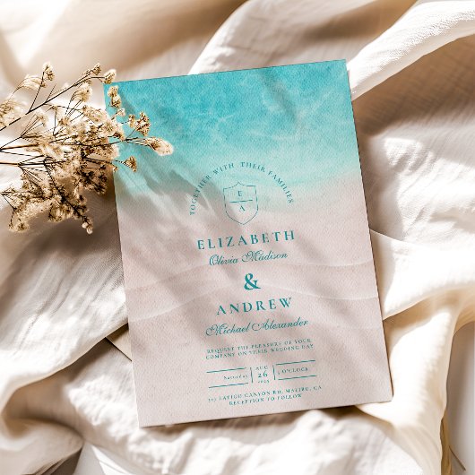 Waterverf Tropisch strand bruiloft Kaart