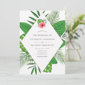 Waterverf Tropisch strand bruiloft Kaart (Staand voorkant)