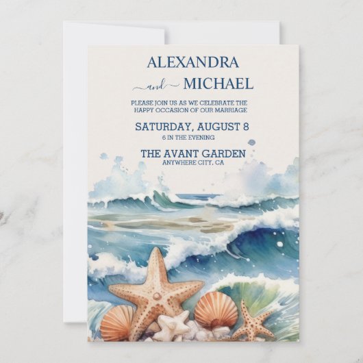 Waterverf Tropisch strand bruiloft Kaart (Voorkant)