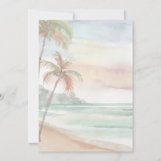 Waterverf Tropisch strand bruiloft Kaart (Achterkant)