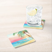 Waterverf Tropisch strand bruiloft Kartonnen Onderzetters (Insitu)