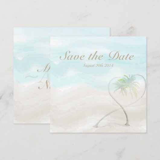 Waterverf Tropisch strand bruiloft Opslaan Datum Save The Date (Voorkant / Achterkant)