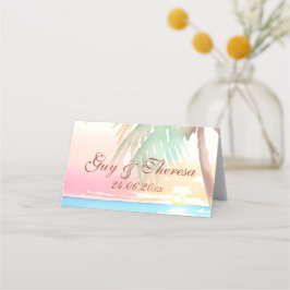 Waterverf Tropisch strand bruiloft Plaatskaartje