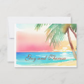 Waterverf Tropisch strand bruiloft RSVP Kaartje (Achterkant)