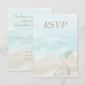 Waterverf Tropisch strand bruiloft RSVP Kaartje (Voorkant / Achterkant)
