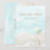 Waterverf Tropisch strand bruiloft Save The Date (Voorkant / Achterkant)