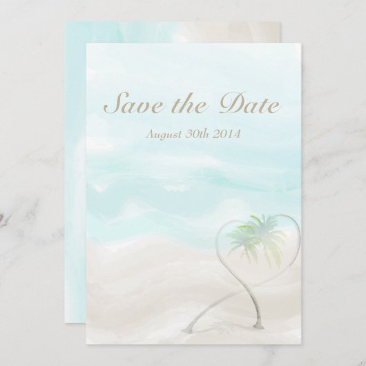 Waterverf Tropisch strand bruiloft Save The Date (Voorkant / Achterkant)