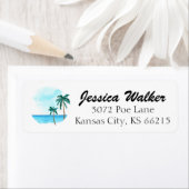 Waterverf Tropisch strand Etiket (Insitu)