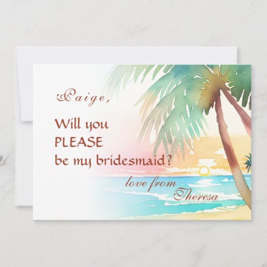 Waterverf Tropisch strand Kaart (Voorkant)