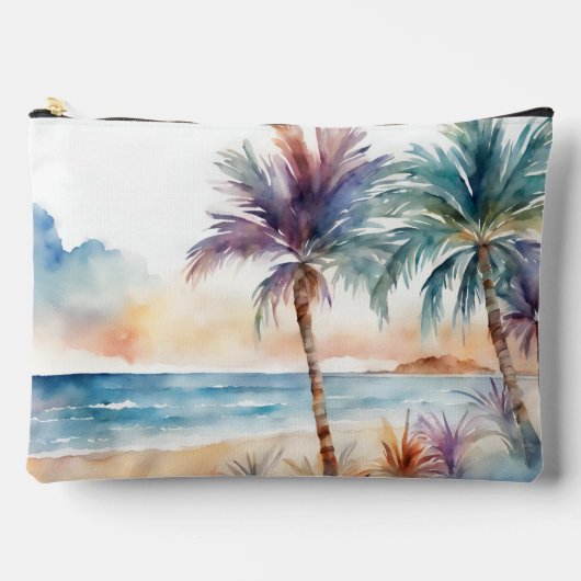 Waterverf tropisch strand, palmbomen etui (Voorkant)
