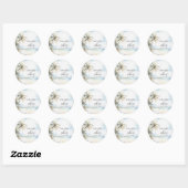 Waterverf Tropisch Strand Palmenboom Bruiloft Ronde Sticker (Vel)
