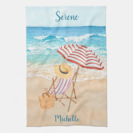 Waterverf Tropisch strand personaliseren Theedoek
