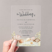 Waterverf Tropisch strand Seashells Weddenschap Acryl Uitnodigingen (Insitu (Draagbaar))