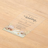 Waterverf Tropisch strand Seashells Weddenschap Acryl Uitnodigingen (Laagn)