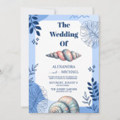 Waterverf Tropisch strand Seashells Weddenschap Kaart (Voorkant)