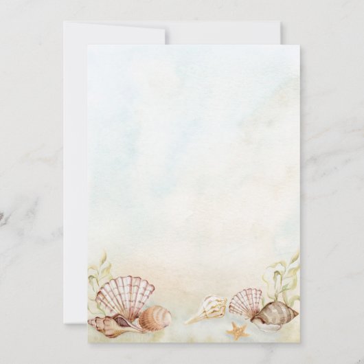 Waterverf Tropisch strand Seashells Weddenschap Kaart (Achterkant)